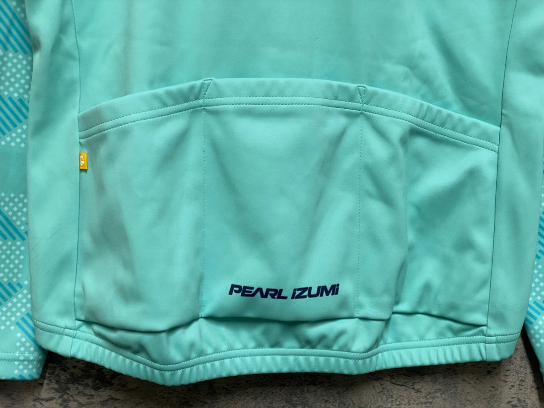 KD331 パールイズミ PEARL iZUMi 長袖 サイクルジャージ ターコイズグリーン L 裏起毛 ※袖穴空き
