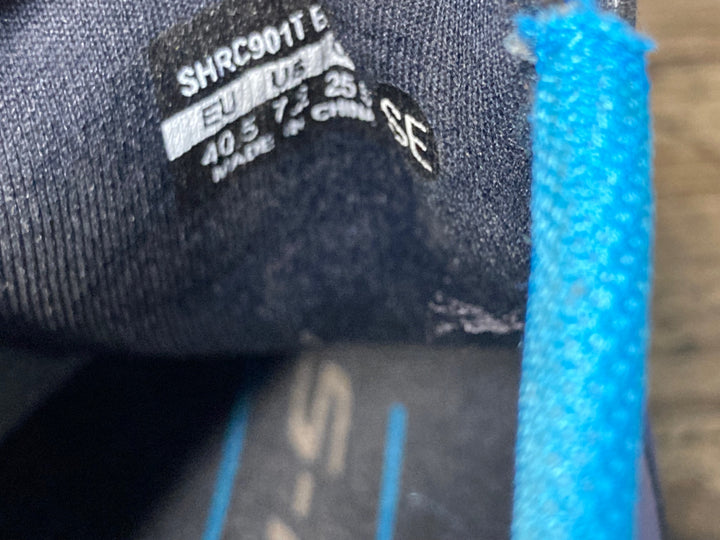 JY155 シマノ SHIMANO S-PHYRE SHRC901 B01 S ビンディングシューズ 3穴 青 EU40.5 ※ボルト受け欠の為ジャンク