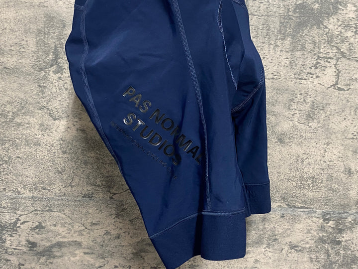 JP769 パスノーマルスタジオ PAS NORMAL STUDIOS Men's Essential Thermal BIBS ビブショーツ 紺 M 裏起毛 ほつれあり
