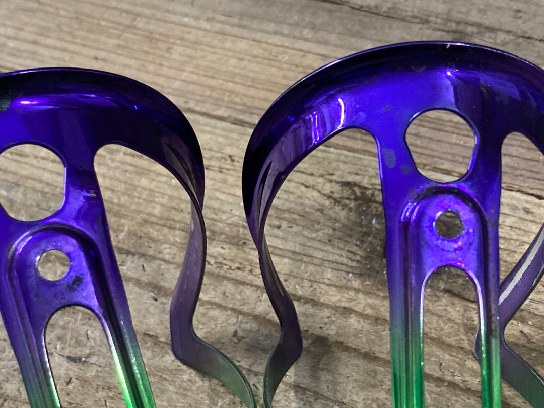 KP724 スパカズ SUPACAZ FLY CAGE ANO Limited アルミ ボトルケージ 緑 紫 2個セット