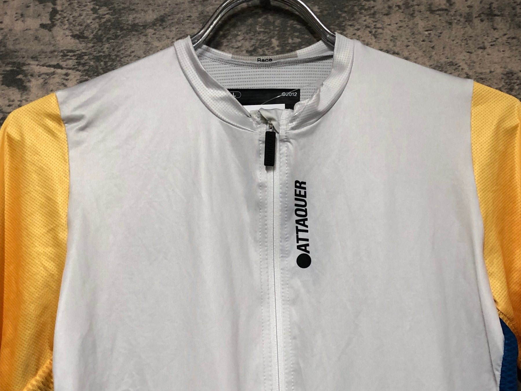 JV761 アタッカー ATTAQUER RACE 半袖サイクルジャージ 白黄青 L