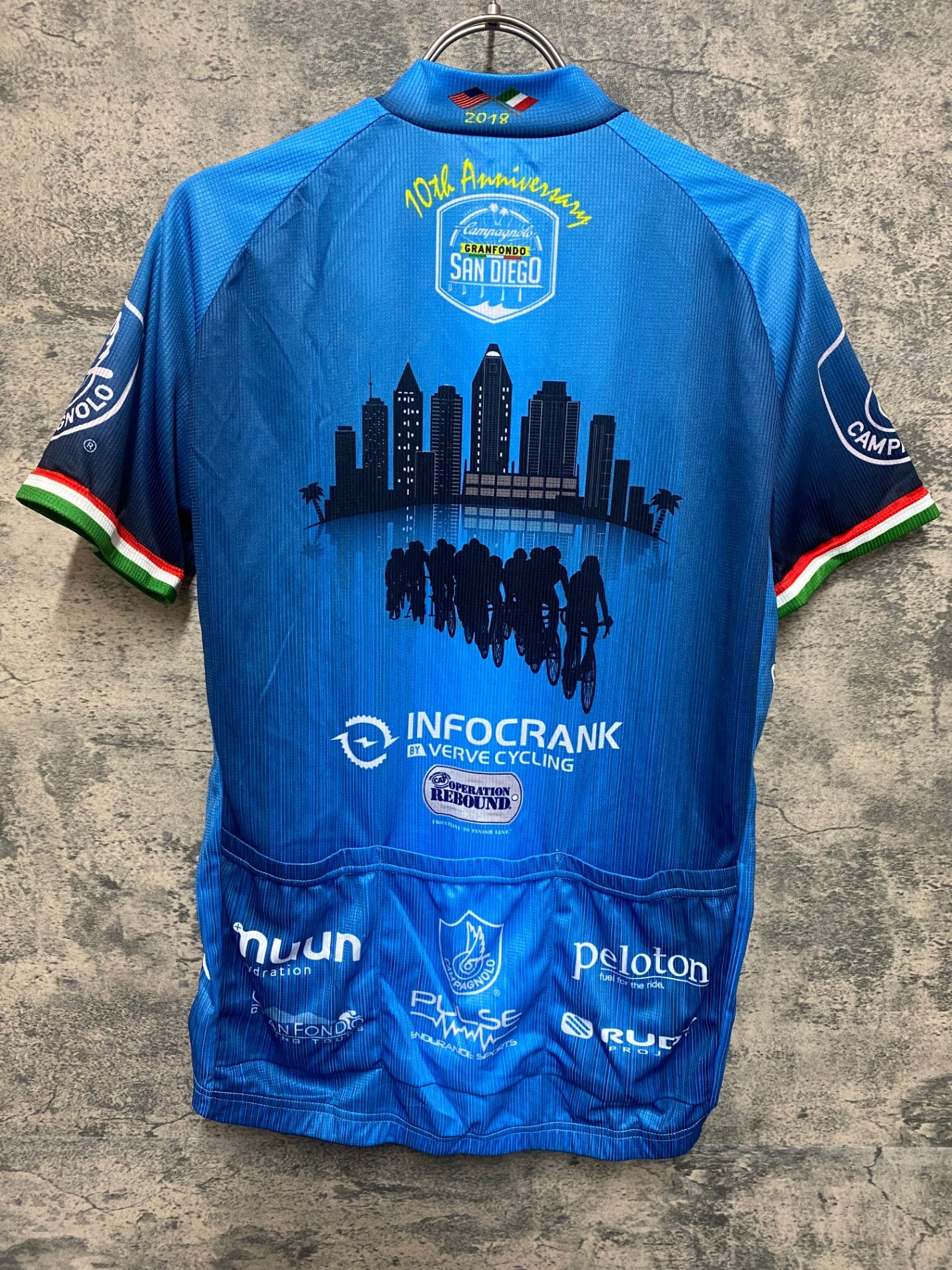 【美品】 サイクルジャージ M マルチカラー イタリア製 JP405 プライマル PRIMAL 半袖 サイクルジャージ 水色 M Canpagnolo