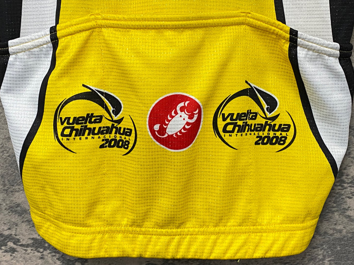 JG894 カステリ castelli 半袖サイクルジャージ 白黄 L Saunier Duval 汚れあり