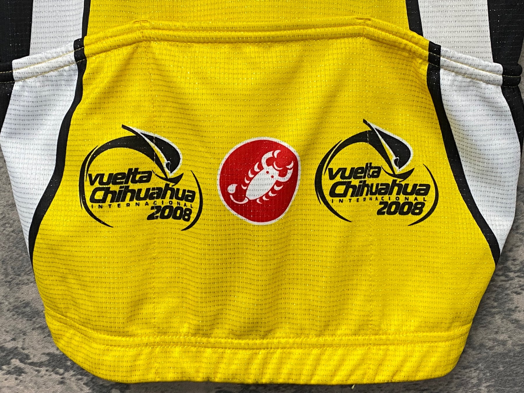 JG894 カステリ castelli 半袖サイクルジャージ 白黄 L Saunier Duval