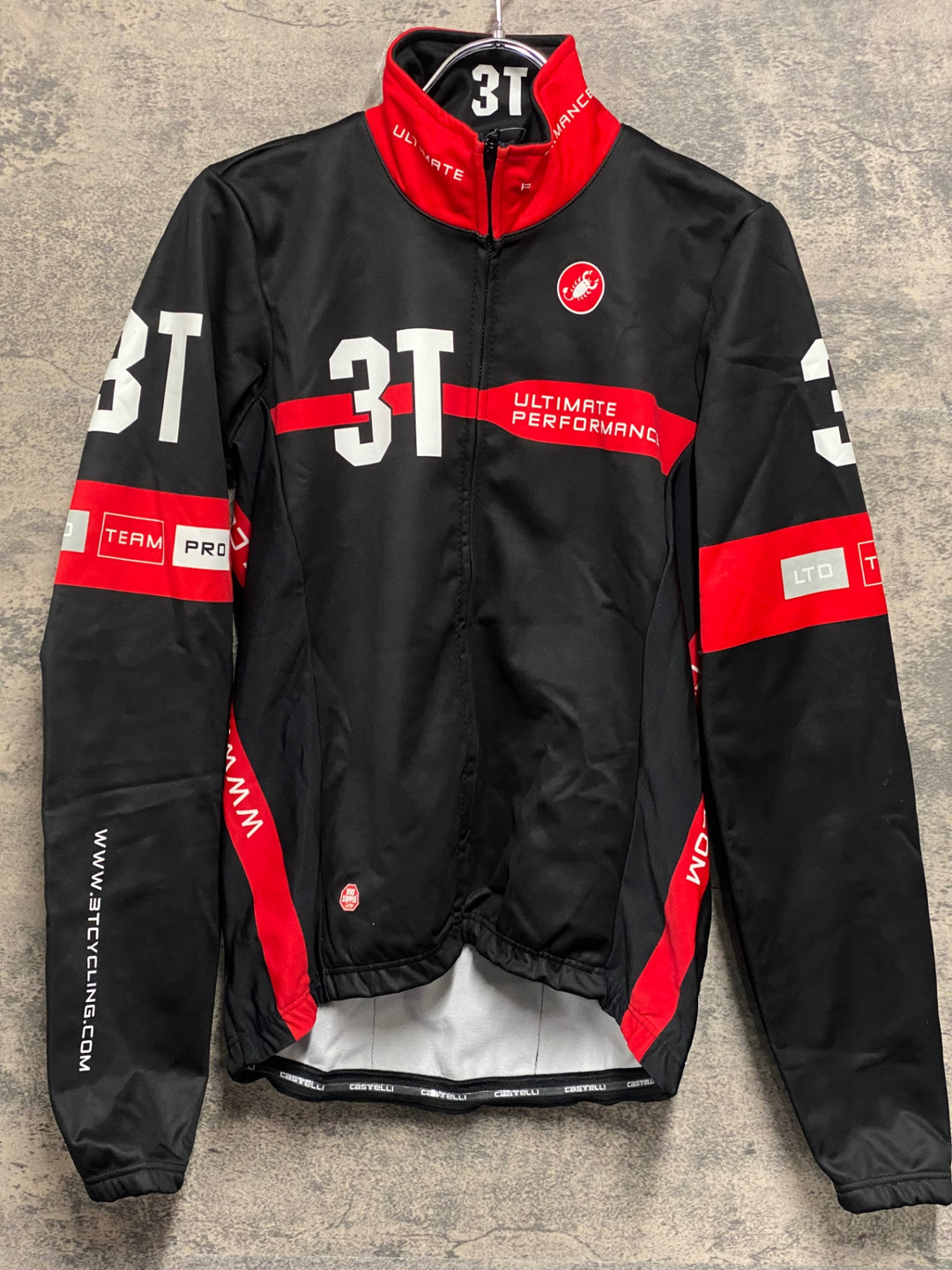 JV211 カステリ CASTELLI 長袖 サイクルジャケット 黒 赤 M 裏起毛 3T