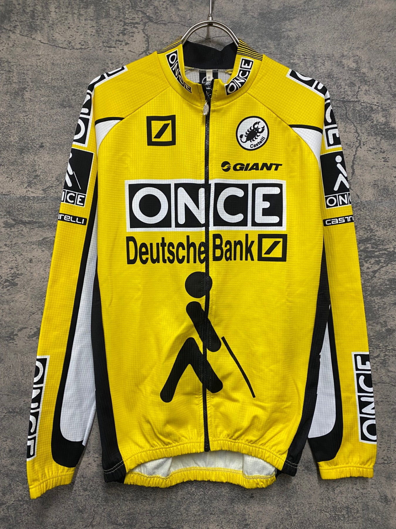 JE767 カステリ CASTELLI 長袖 サイクルジャージ 黄 M 裏起毛 ONCE