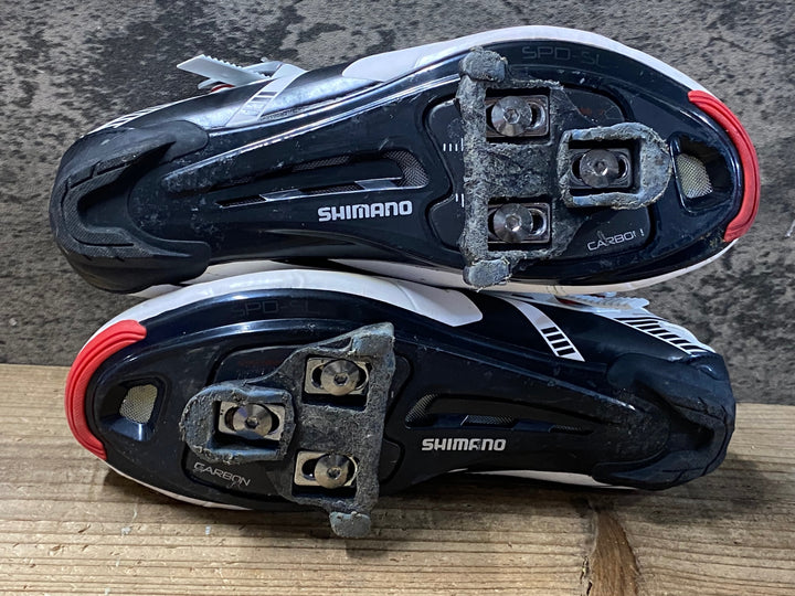 KF491 シマノ SHIMANO R107 SH-R107W ビンディングシューズ 白 赤 EU41