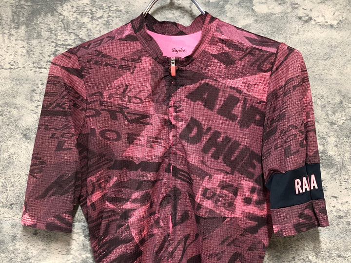 KE083 ラファ Rapha PRO TEAM FLYWEIGHT JERSEY ROAD GRAFFITI 半袖 サイクルジャージ ピンク 黒 XS