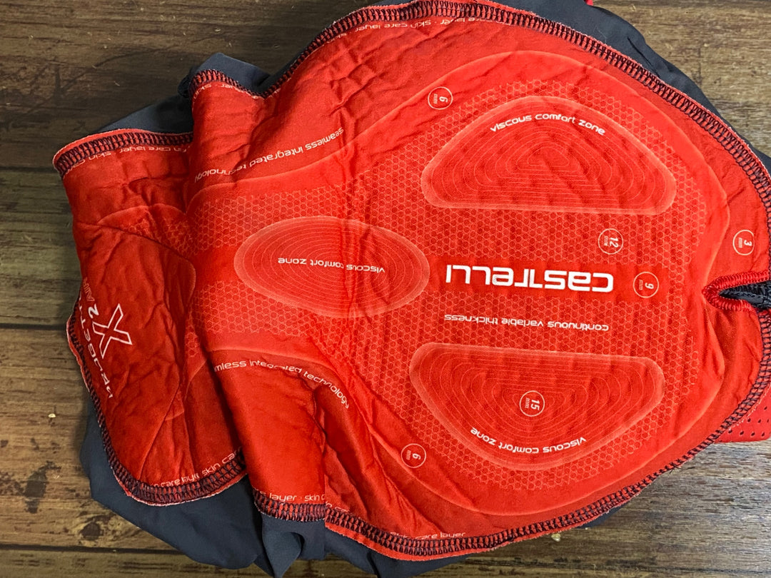 KB228 カステリ CASTELLI ロッソコルサ ROSSO CORSA PREMIO ビブショーツ グレー L ※ほつれ
