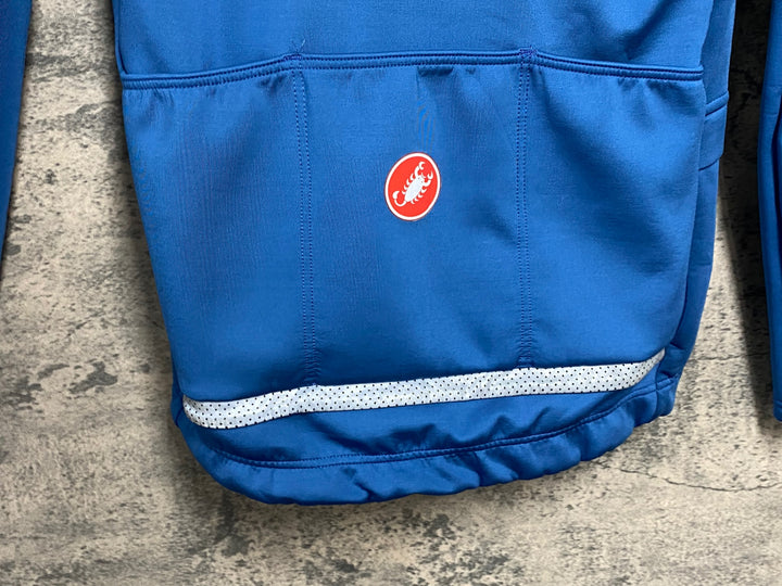 JJ472 カステリ CASTELLI ロッソコルサ ROSSO CORSA 長袖 サイクルジャケット ターコイズブルー S 裏起毛