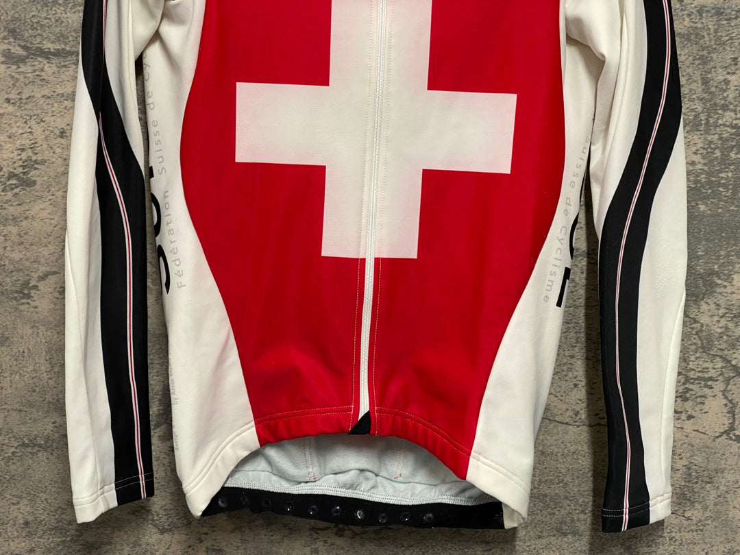 JV205 アソス ASSOS 長袖 サイクルジャージ 白 赤 XS 裏起毛