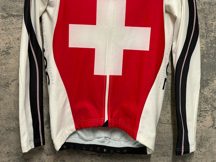 JV205 アソス ASSOS 長袖 サイクルジャージ 白 赤 XS 裏起毛