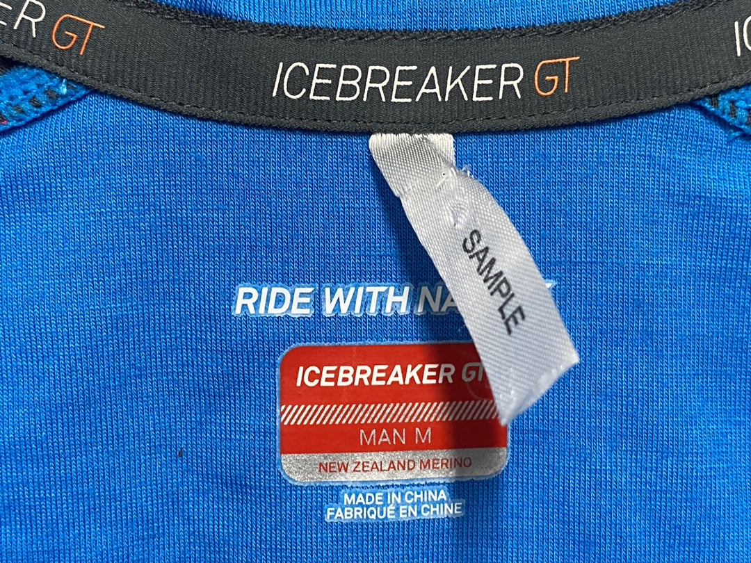 KD232 アイスブレイカー ICEBREAKER GT 半袖 サイクルジャージ 青 M メリノウール