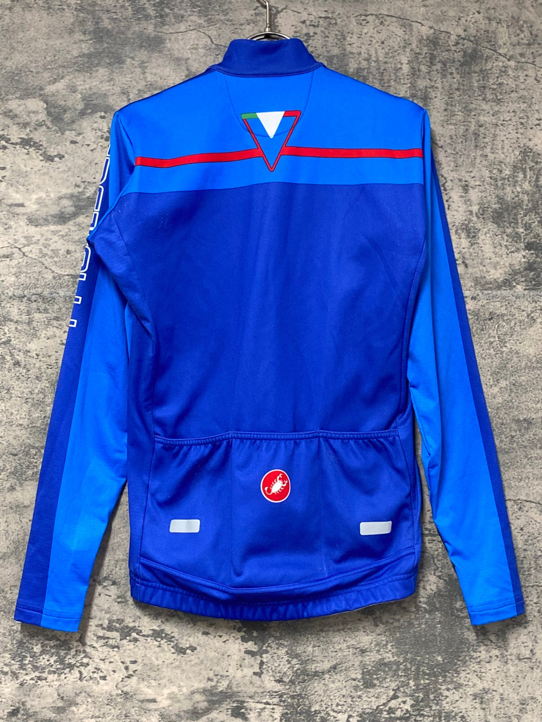 KI532 カステリ CASTELLI 長袖 サイクルジャージ 青 S 裏起毛 ※毛玉