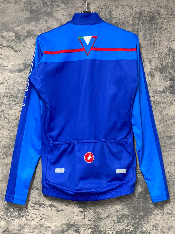 KI532 カステリ CASTELLI 長袖 サイクルジャージ 青 S 裏起毛 ※毛玉