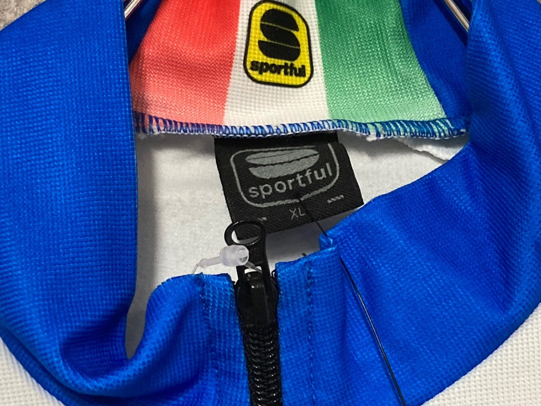 JV557 スポーツフル sportful 長袖 サイクルジャージ 青 白 XL 裏起毛 ITALIA Skoda