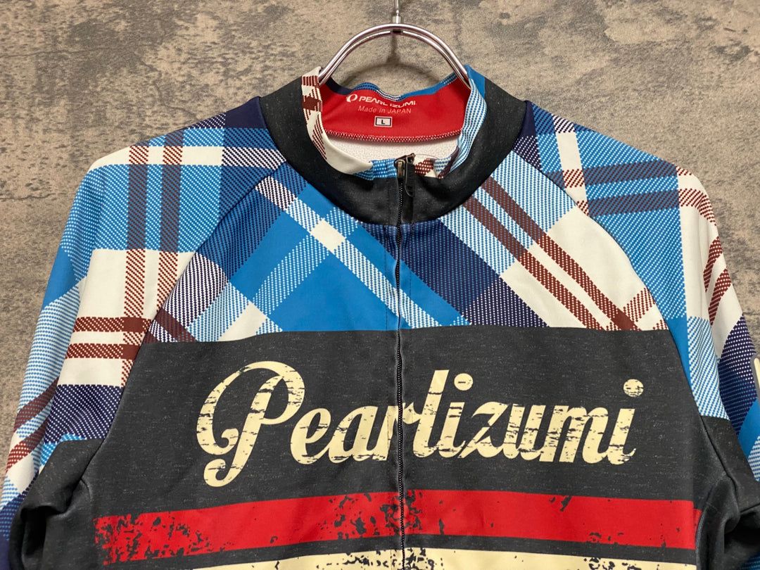 KE186 パールイズミ PEARL iZUMi 長袖 サイクルジャージ 白青赤 L 裏起毛