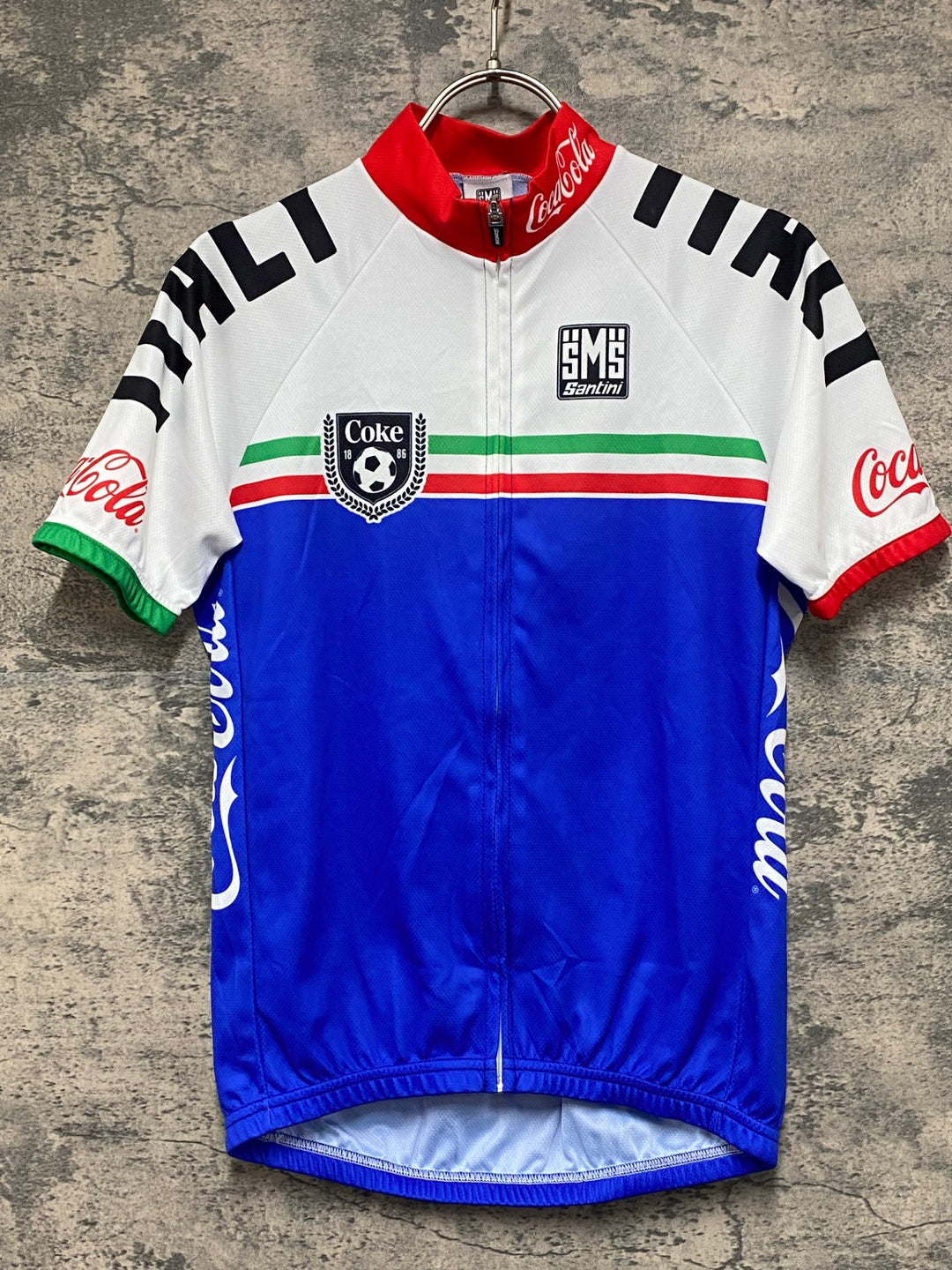 KG287 サンティーニ Santini 半袖 サイクルジャージ 白 青 S