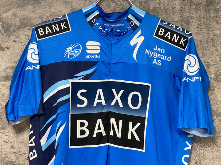 KJ814 スポーツフル sportful 半袖 サイクルジャージ 青 XLハーフジップ SAXO BANK