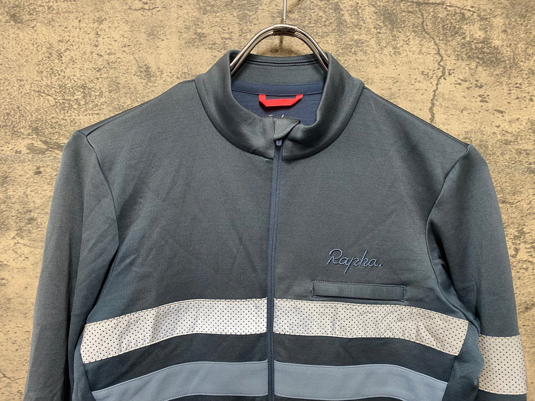 JT082 ラファ Rapha BREVET LONG SLEEVE JERSEY 長袖 サイクルジャージ 青 S
