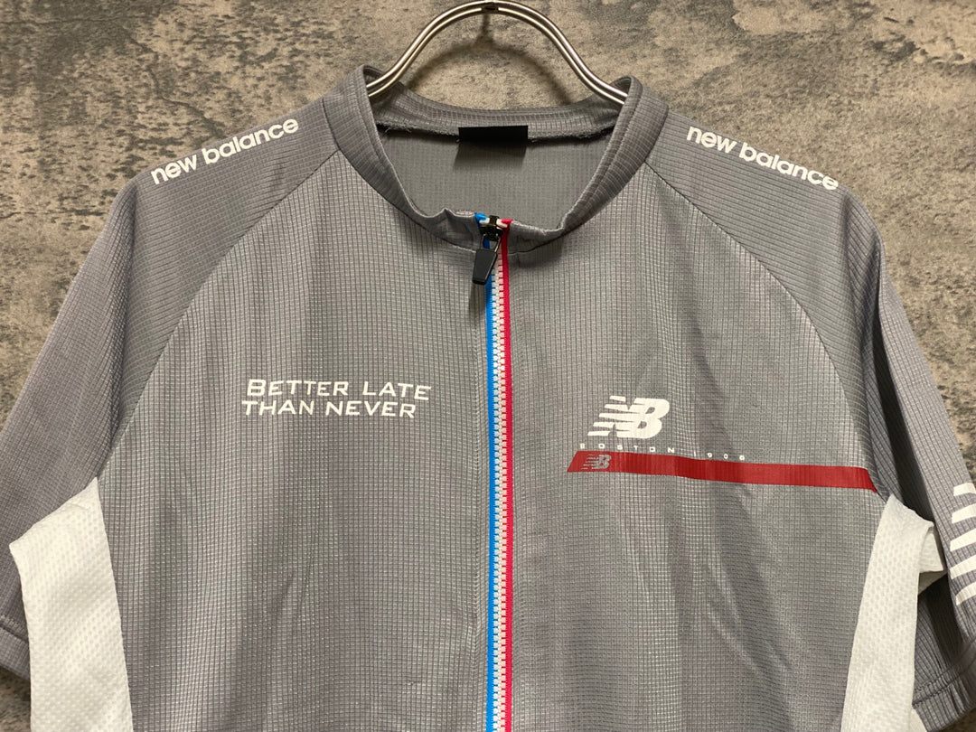 KH257 ニューバランス new balance 半袖 サイクルジャージ グレー L