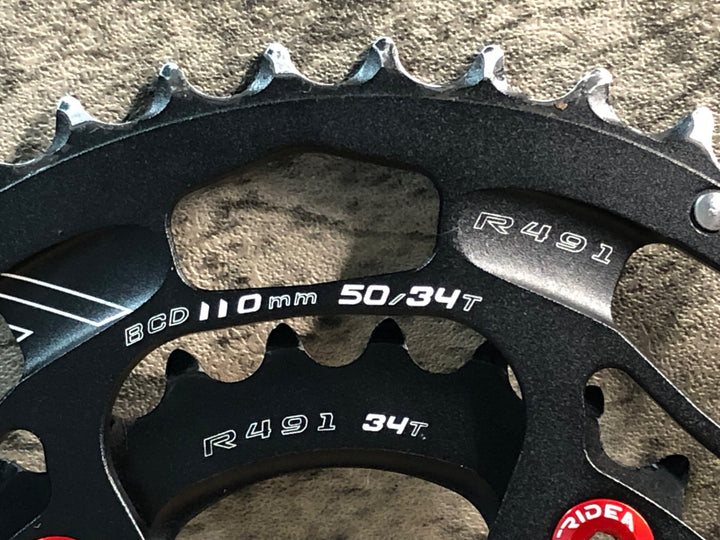 JK959 ライデア RIDEA POWERRING R491 楕円 チェーンリング 50/34T 4H BCD110