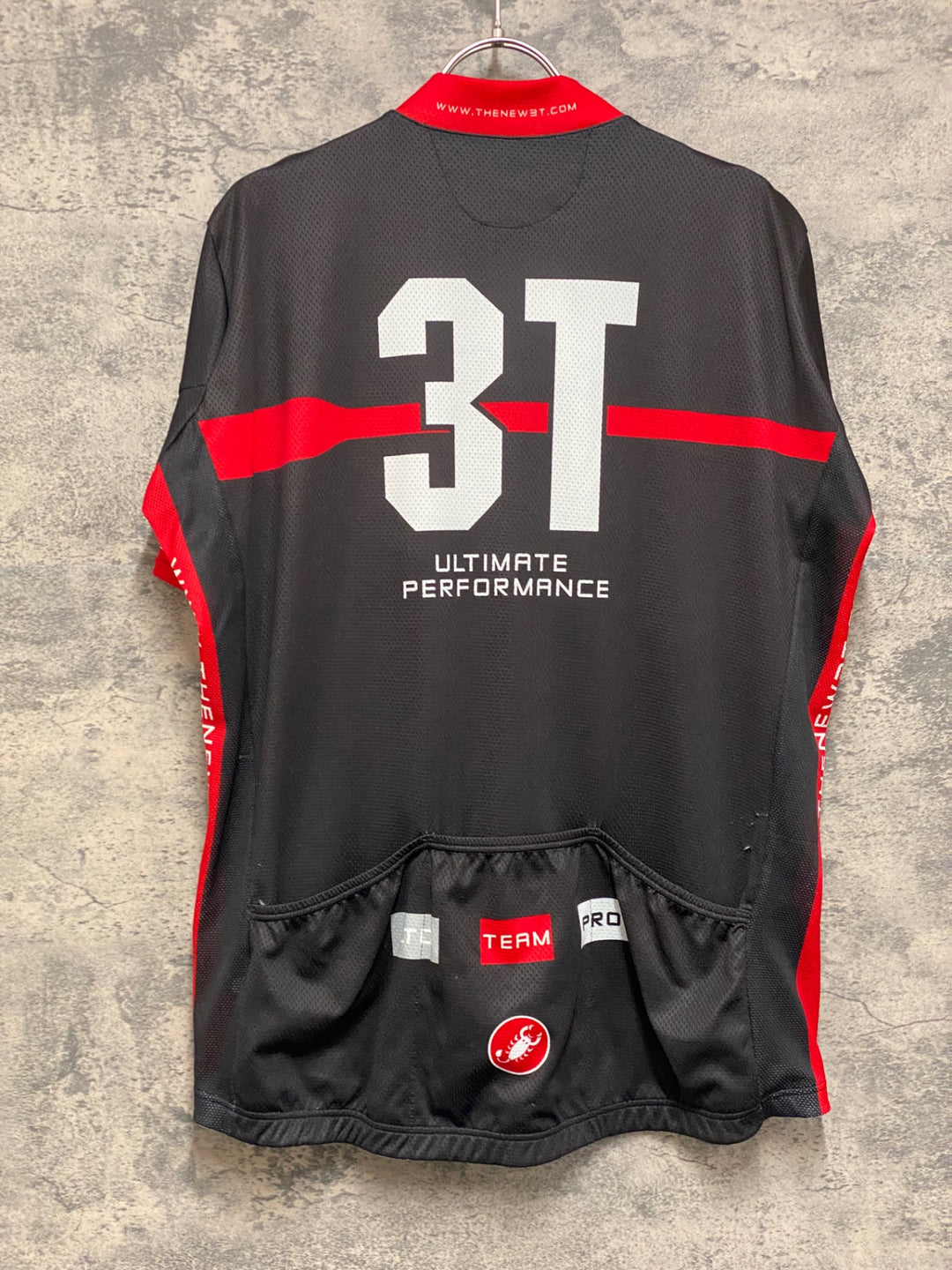 JN596 カステリ castelli 半袖サイクルジャージ 黒 3T XXXL ほつれあり