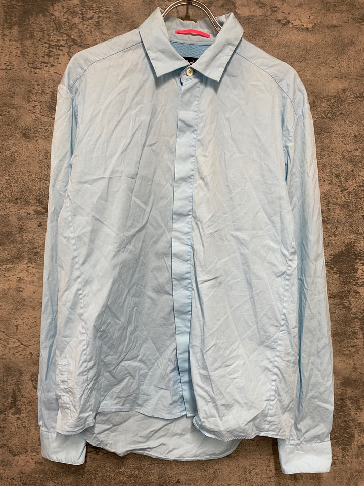 KD501 ラファ Rapha POPLIN SHIRT 長袖 シャツ 水色 M ※シミ、ほつれ