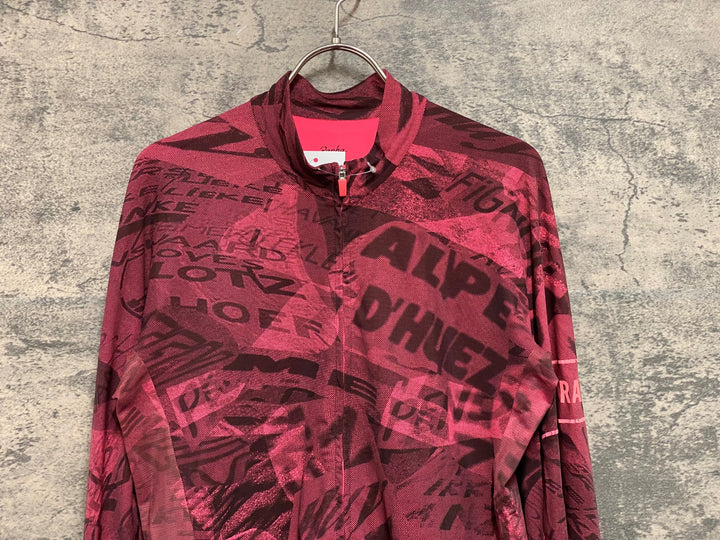 JZ865 ラファ Rapha PRO TEAM LONG SLEEVE THERMAL JERSEY ROAD GRAFFITI 長袖 サイクルジャージ ピンク L