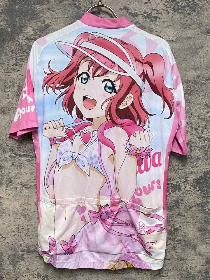 KG887 アウローラ AURORA 半袖 サイクルジャージ 白 ピンク XL ラブライブ! サンシャイン!! 2022 黒澤ルビィ Ver.