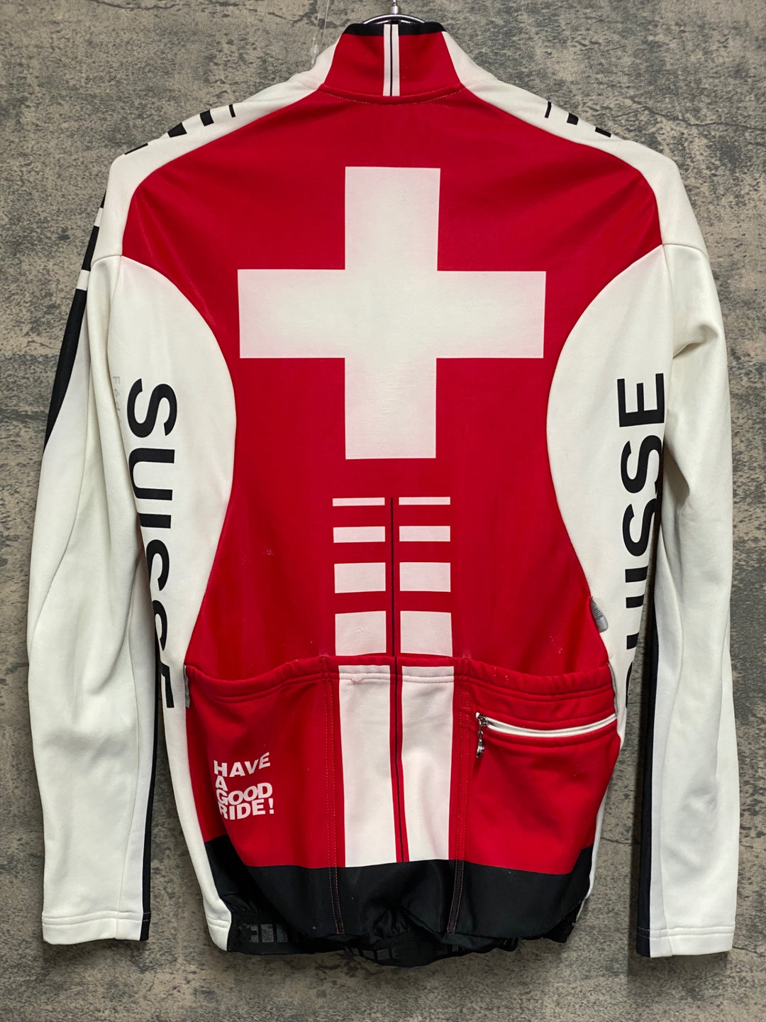 JV205 アソス ASSOS 長袖 サイクルジャージ 白 赤 XS 裏起毛