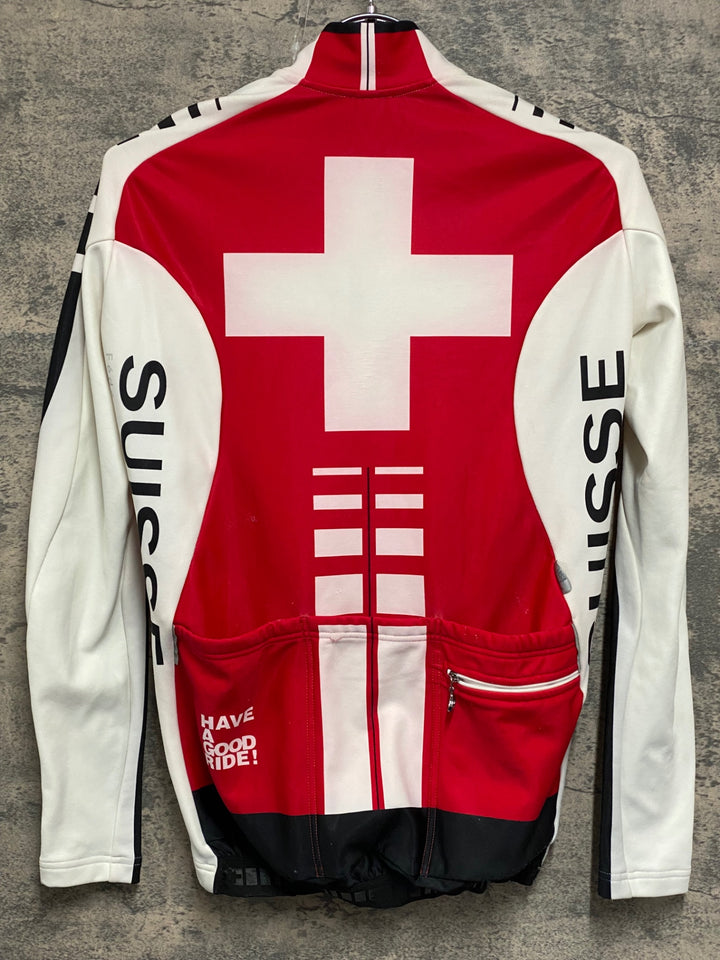 JV205 アソス ASSOS 長袖 サイクルジャージ 白 赤 XS 裏起毛