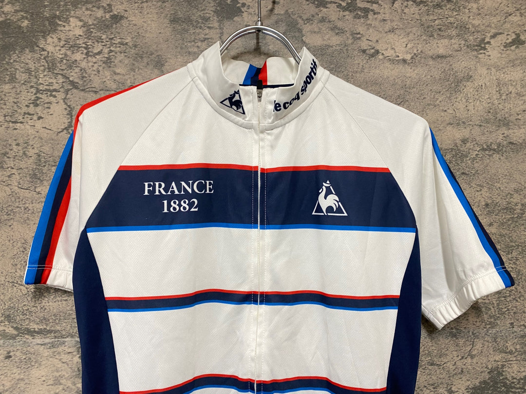 KJ957 ルコックスポルティフ le coq sportif 半袖 サイクルジャージ 白青 S