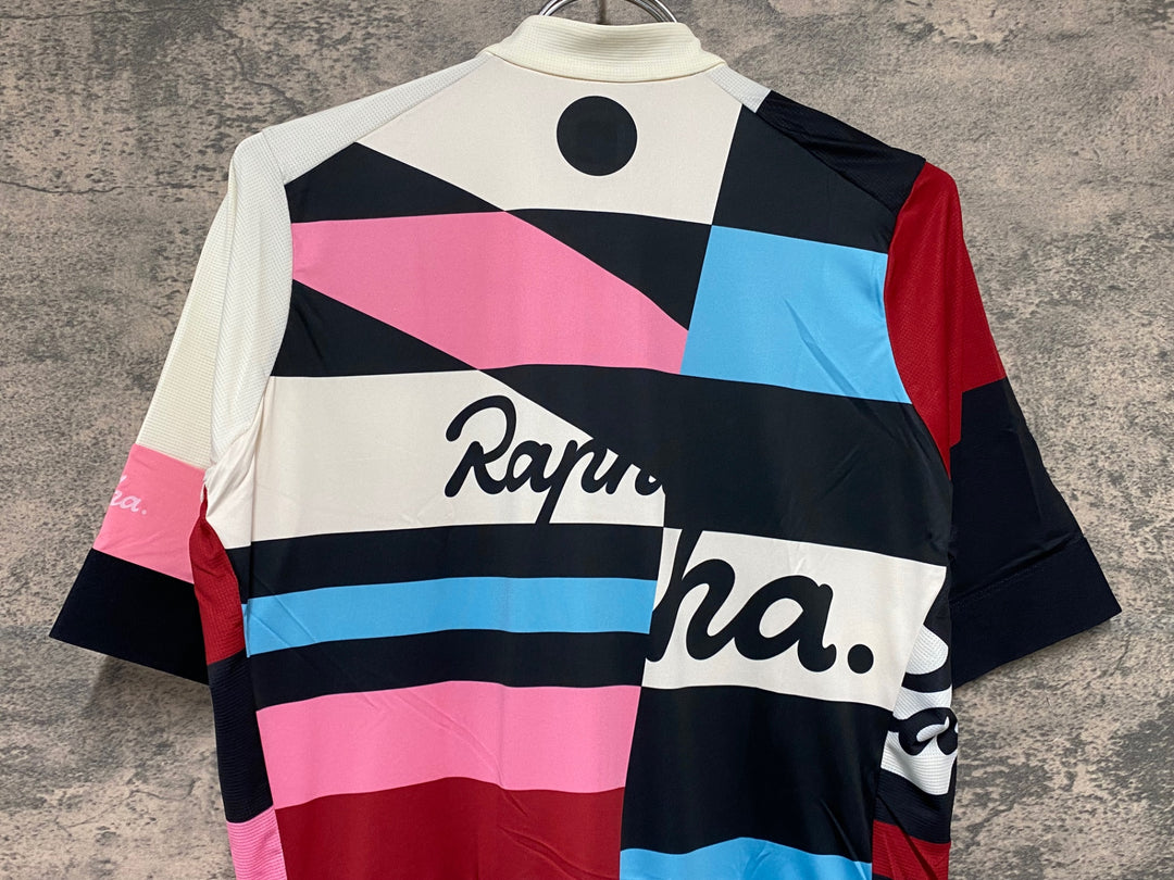 KC670 ラファ Rapha CROSS PRO TEAM TRAINING JERSEY 半袖 サイクルジャージ 白 水 ピンク XL 未使用
