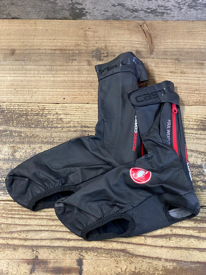 JT063 カステリ CASTELLI ROSSO CORSA シューズカバー 黒 L 裏起毛 汚れ