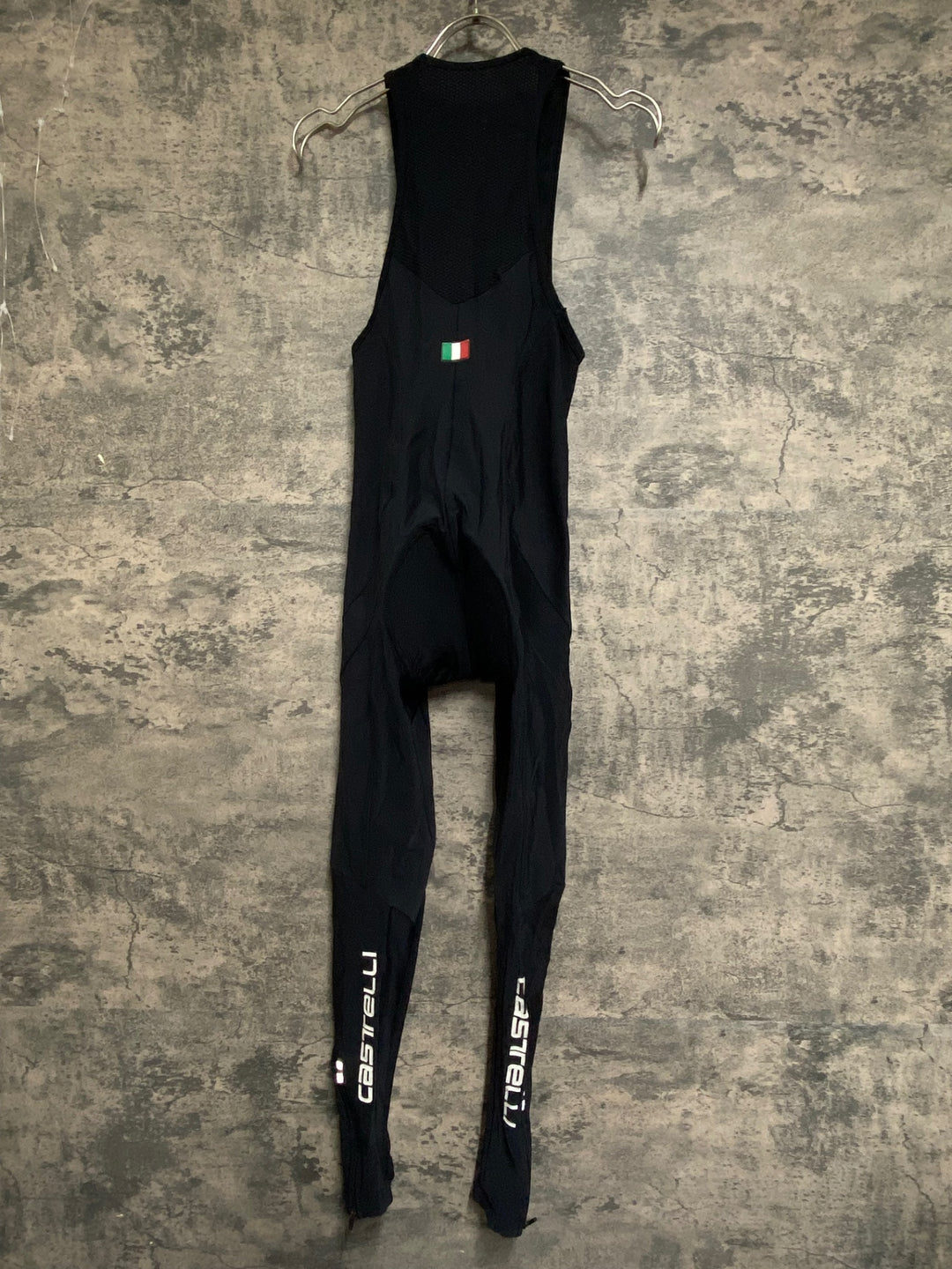 JV209 カステリ CASTELLI ビブタイツ 黒 M 裏起毛 ※スレ大、ロゴひび割れ,パッド色褪せ