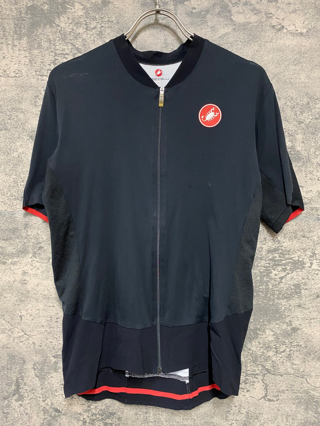 KB214 カステリ CASTELLI 半袖 サイクルジャージ 黒 XL ※ほつれ