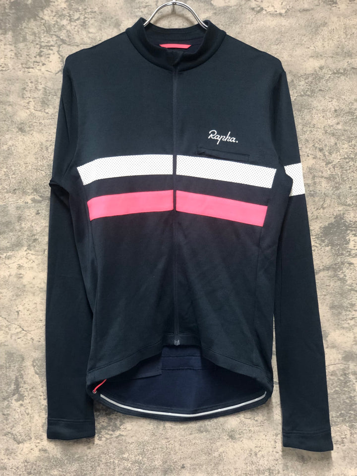 KI982 ラファ Rapha BREVET LONG SLEEVE JERSEY 長袖 サイクルジャージ ネイビー M