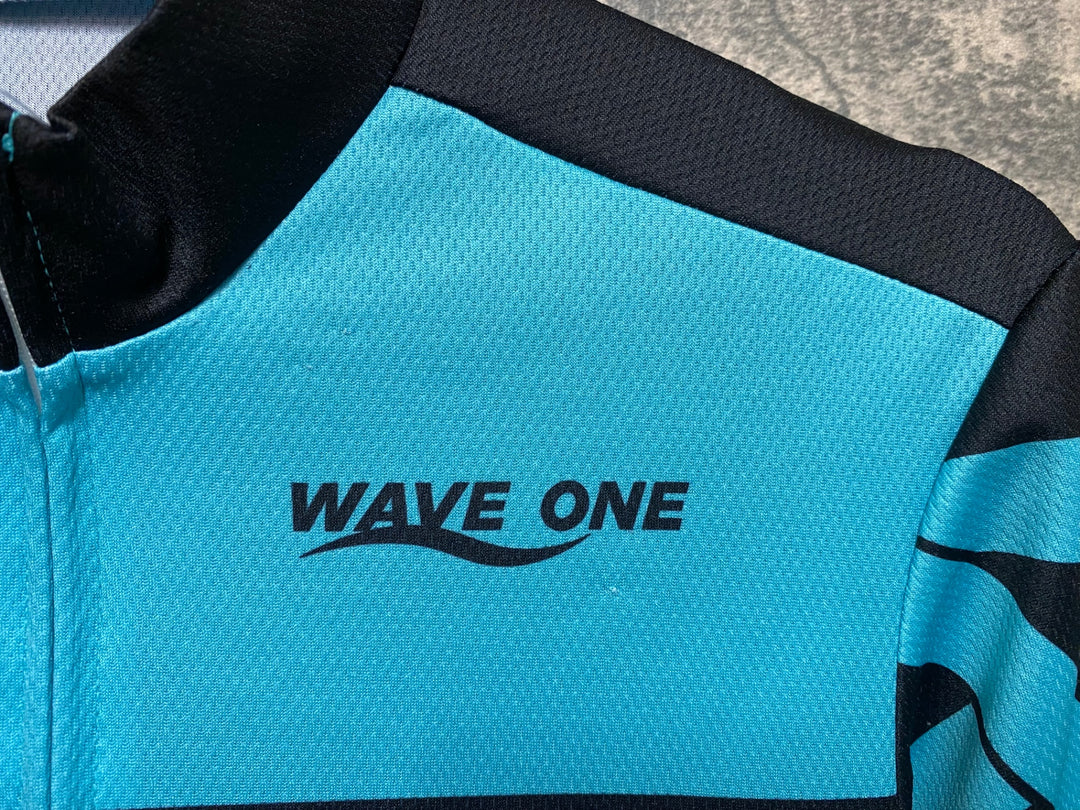 JS445 ウェイブワン WAVE ONE 半袖 サイクルジャージ 黒 ターコイズ M サンブレイブ 黒※スレ