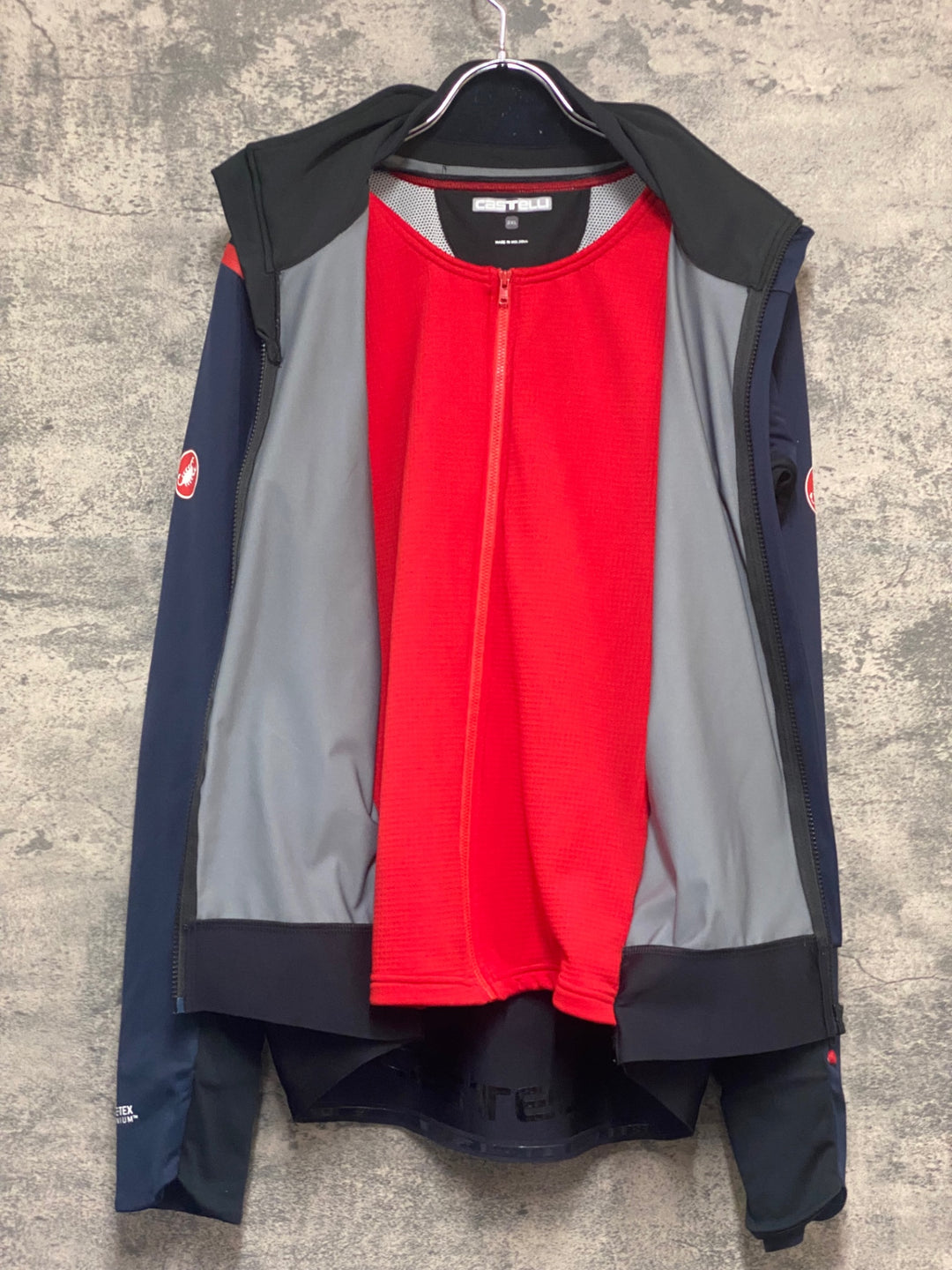 KR425 カステリ CASTELLI Alpha ROS 2 WINTER JACKET 長袖 サイクルジャケット 紺 3XL GORE TEX INFINIUM ※ほつれ