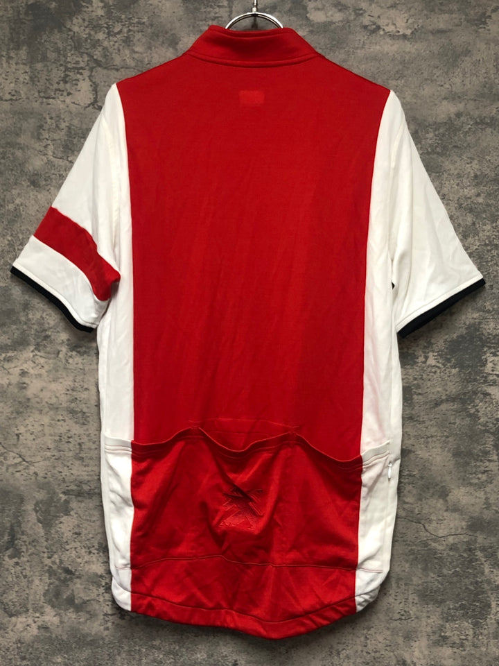 KL261 ラファ Rapha TRADE TEAM JERSEY 半袖 サイクルジャージ 赤 白 XL ※小穴