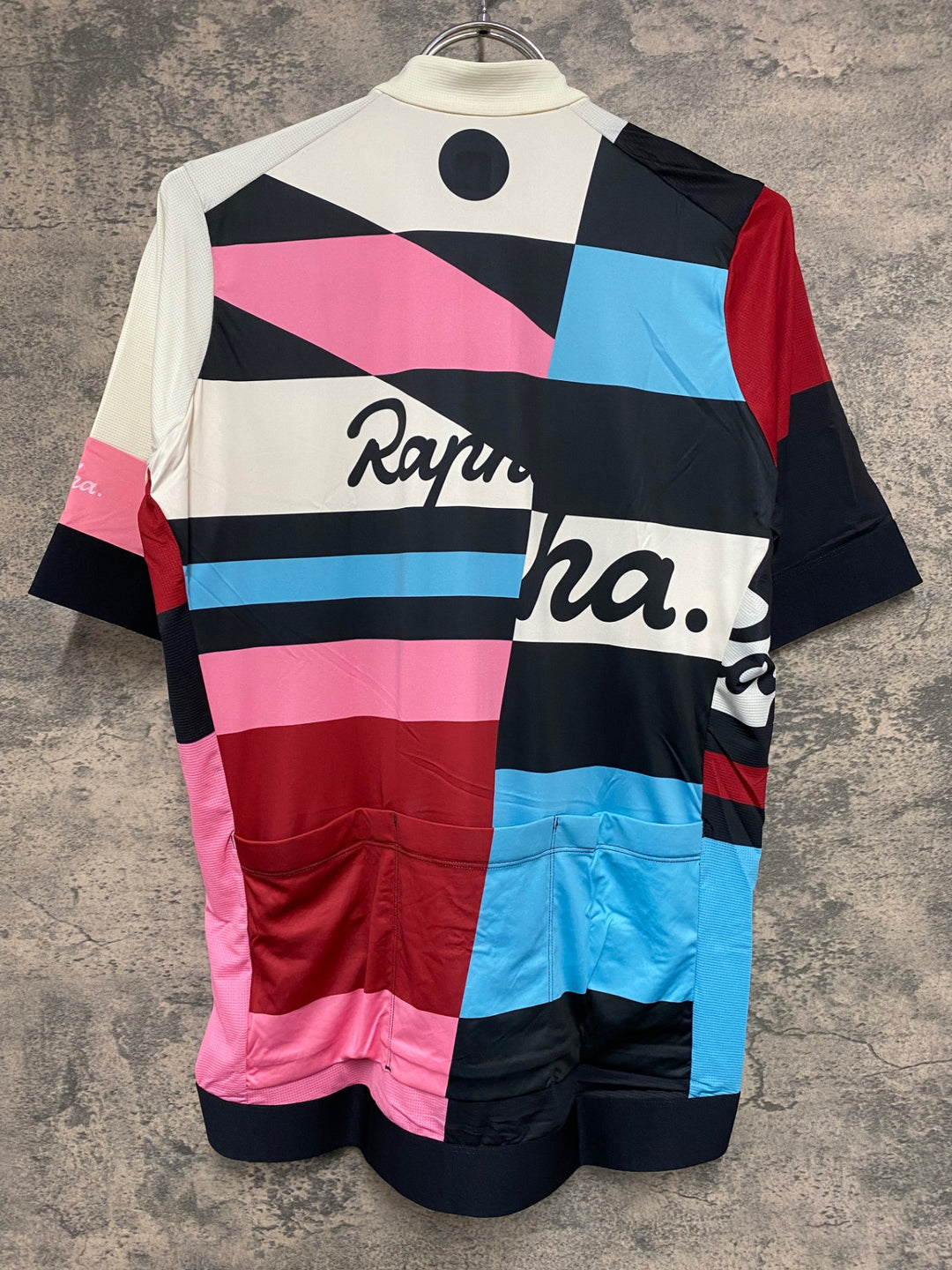 KC670 ラファ Rapha CROSS PRO TEAM TRAINING JERSEY 半袖 サイクルジャージ 白 水 ピンク XL 未使用