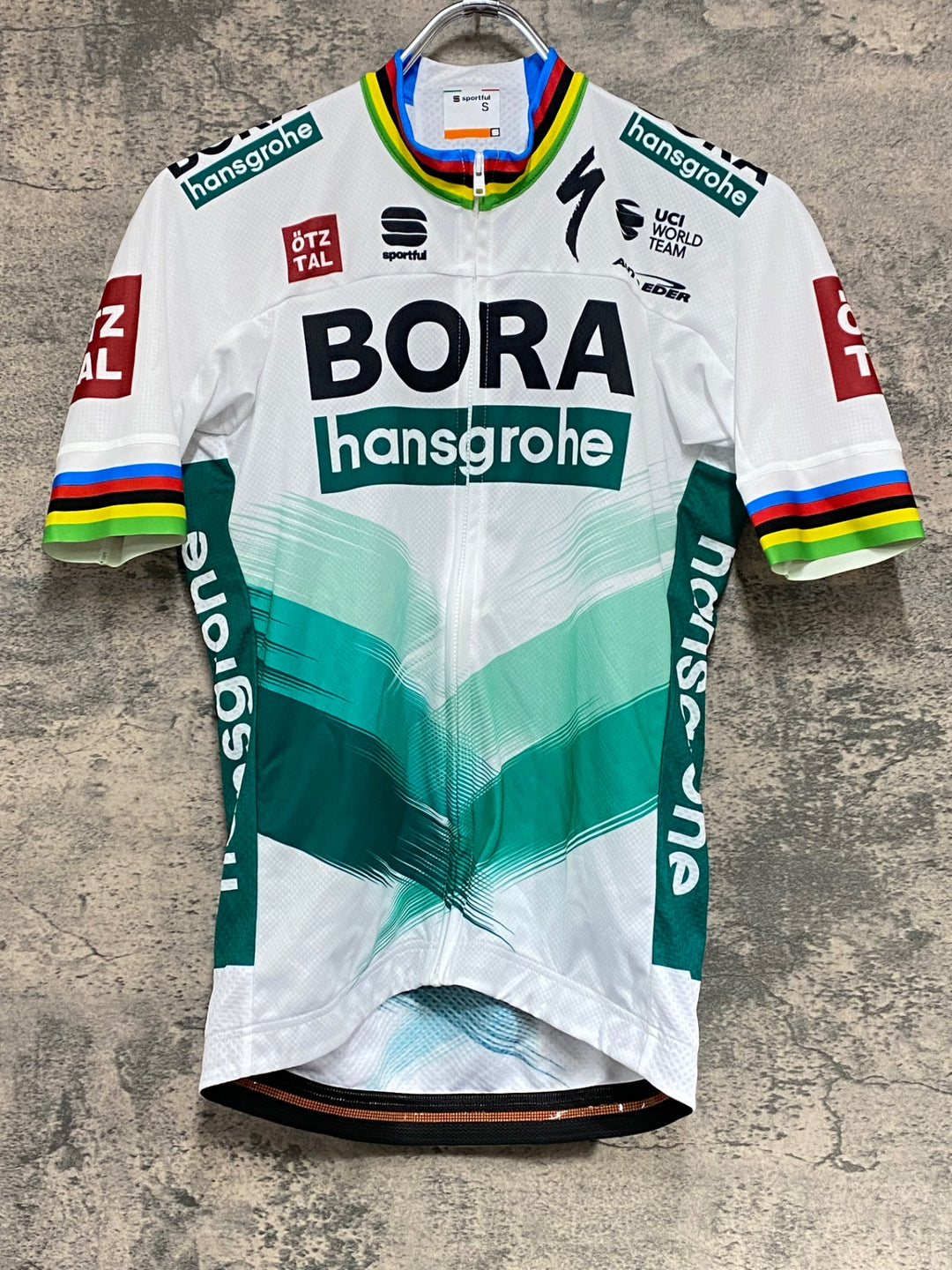 JZ564 スポーツフル sportful 半袖 サイクルジャージ 白緑 S BORA hansgrohe