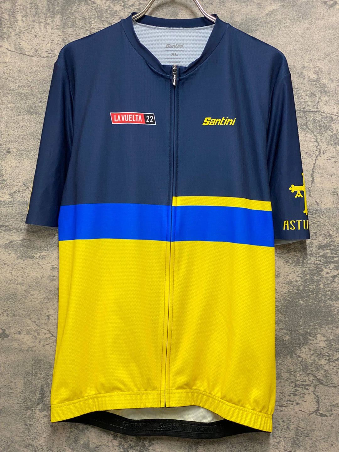 JO640 サンティーニ Santini LA VUELTA 22 半袖 サイクルジャージ 紺 黄色 XL