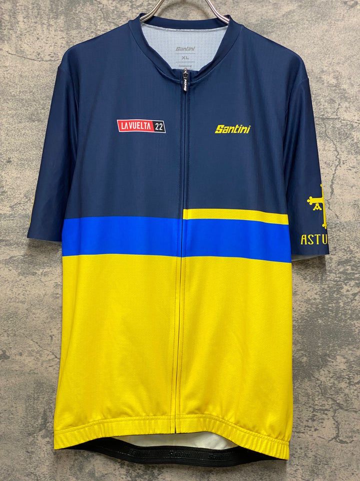 JO640 サンティーニ Santini LA VUELTA 22 半袖 サイクルジャージ 紺 黄色 XL