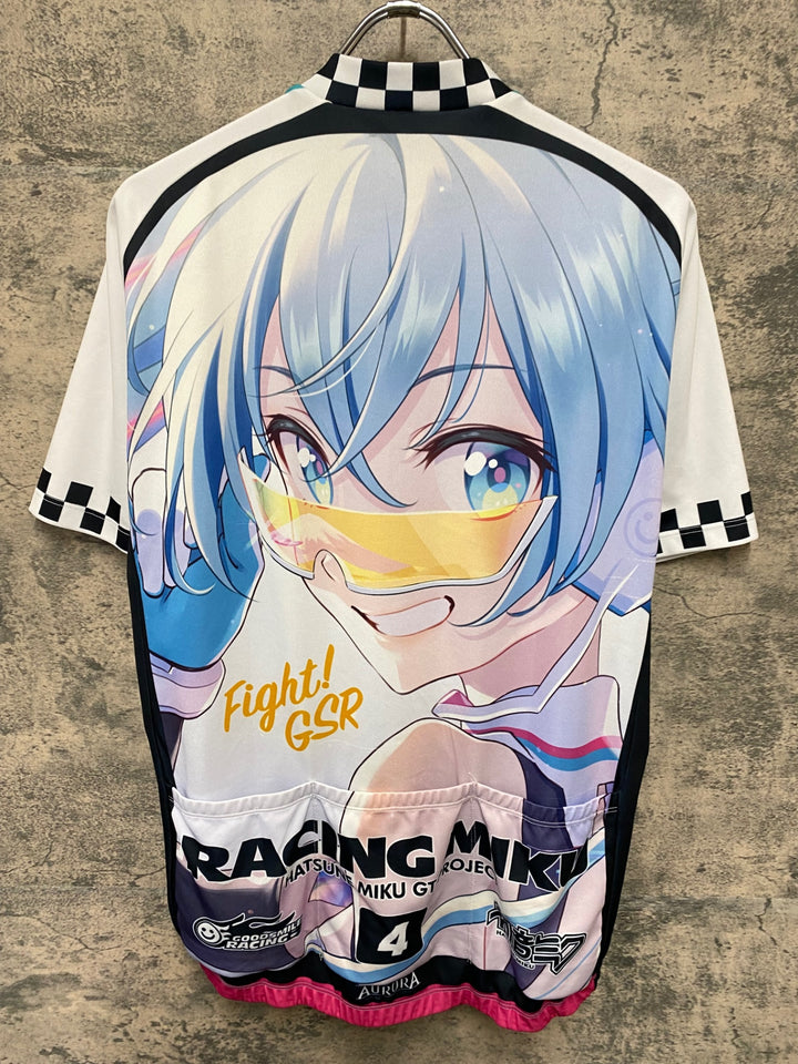 KA074 アウローラ AURORA 半袖 サイクルジャージ 白 青 XL RACING MIKU 2021Ver. 初音ミク 痛ジャージ