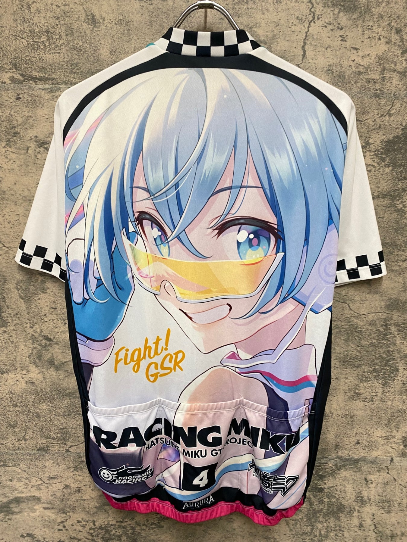 KA074 アウローラ AURORA 半袖 サイクルジャージ 白 青 XL RACING MIKU