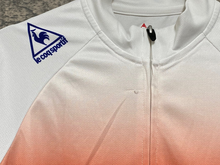 JN191 ルコックスポルティフ le coq sportif 半袖 サイクルジャージ 白 赤 青 L ※ほつれ