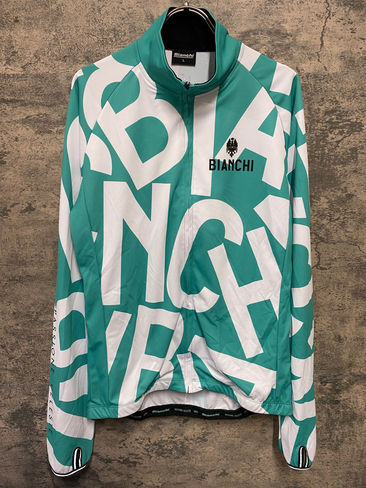KD338 ビアンキ BIANCHI 長袖 サイクルジャージ 白 チェレステ L