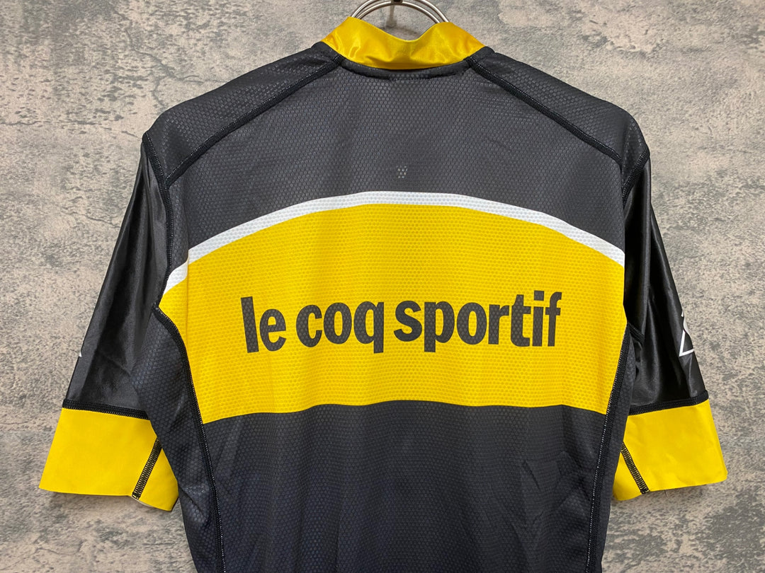 JN192 ルコックスポルティフ le coq sportif 半袖 サイクルジャージ 黒 黄 L
